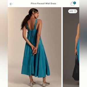 Pilcro Anthropologie Blue Asymmetrical Midi Dress